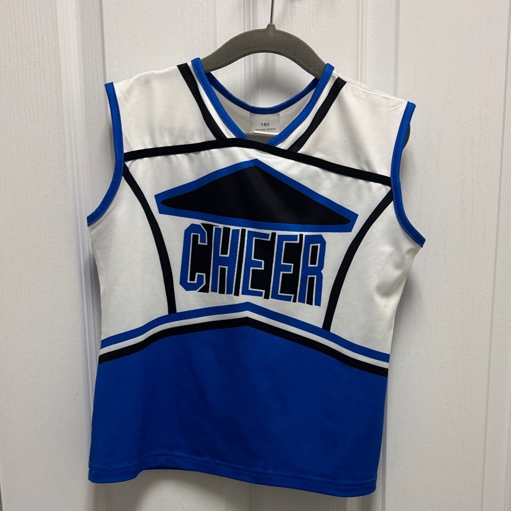 Blue and White Cheer Sleeveless Top